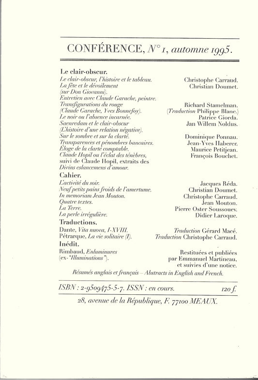 Conférence n°1, automne 1995