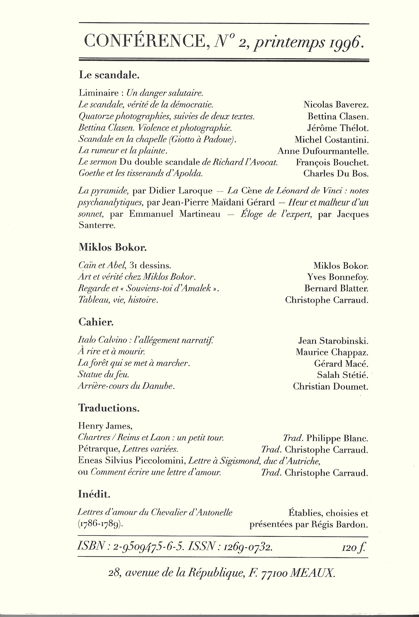 Conférence n°2, printemps 1996