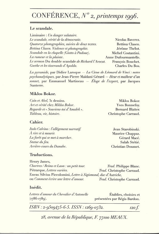Conférence n°2, printemps 1996