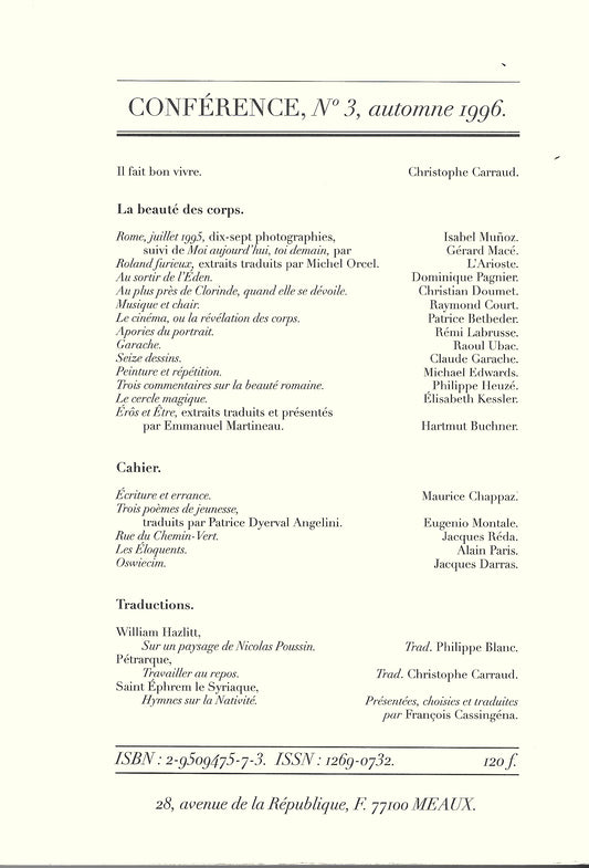 Conférence n°3, automne 1996