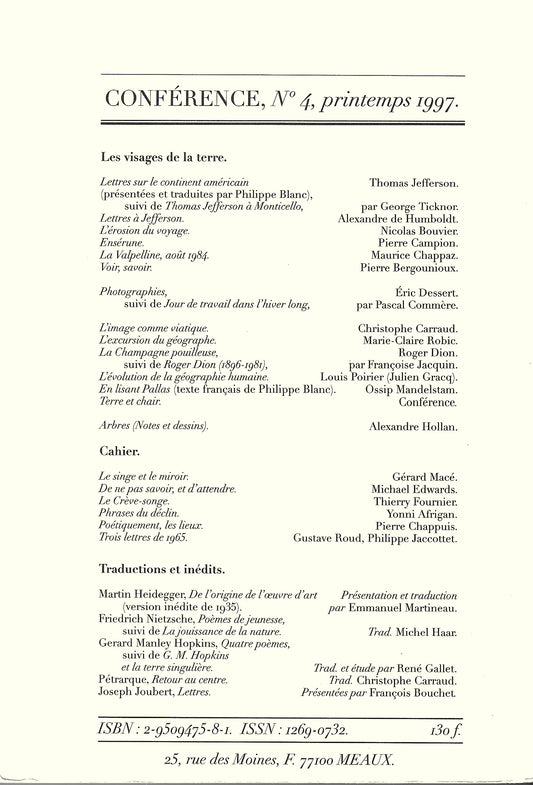 Conférence n°4, printemps 1997