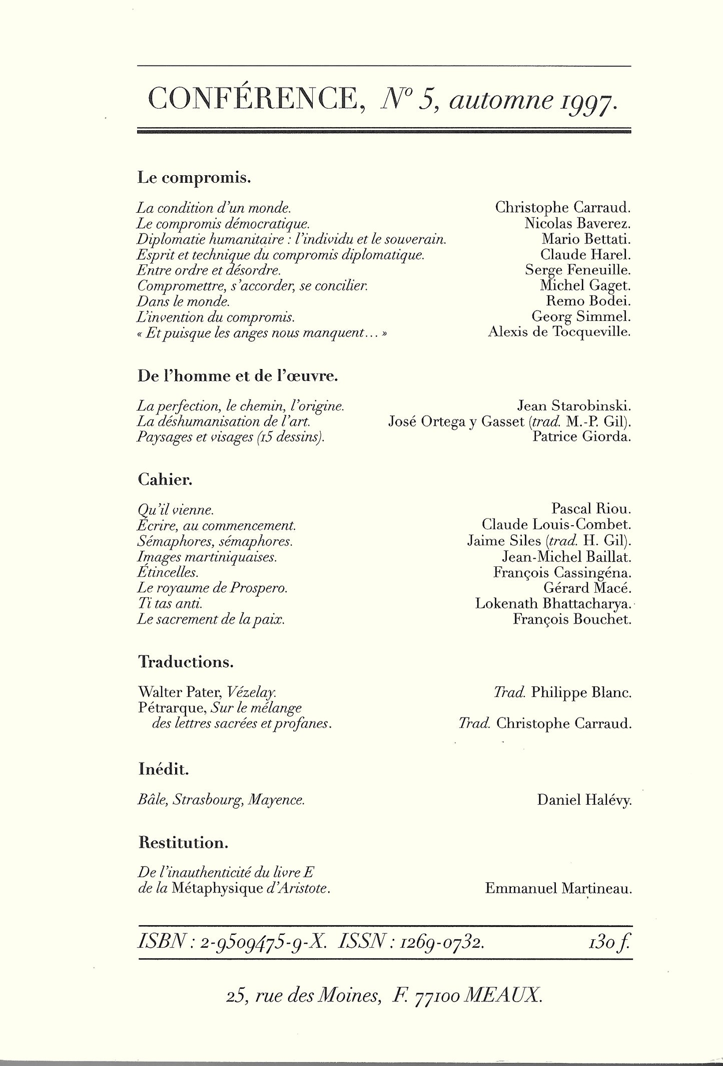 Conférence n°5, automne 1997