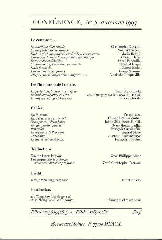 Conférence n°5, automne 1997