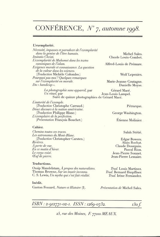 Conférence n°7, automne 1998