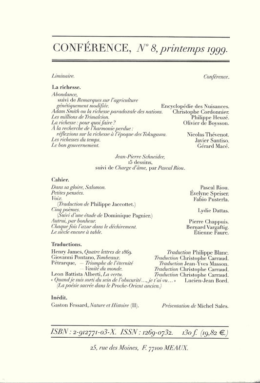 Conférence n°8, printemps 1999