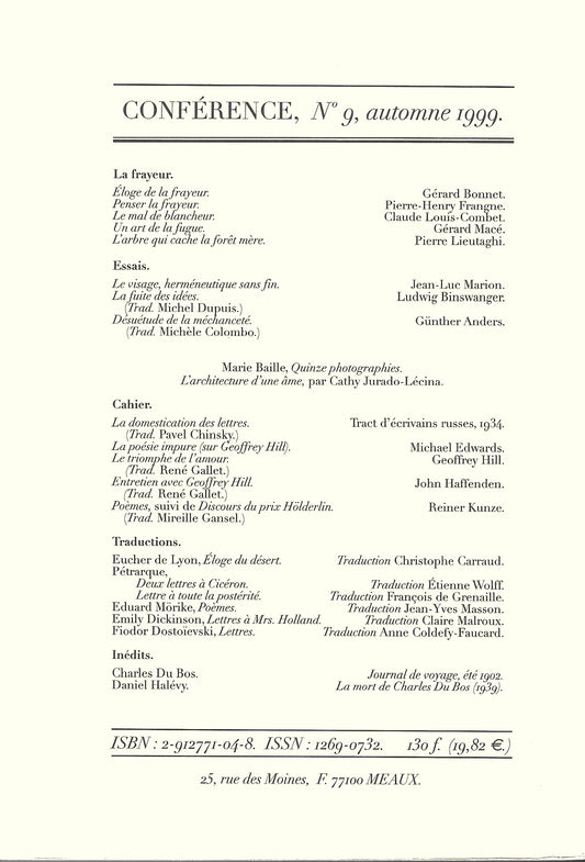 Conférence n°9, automne 1999