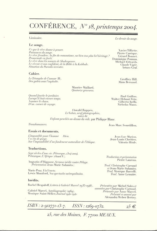 Conférence n°18, printemps 2004