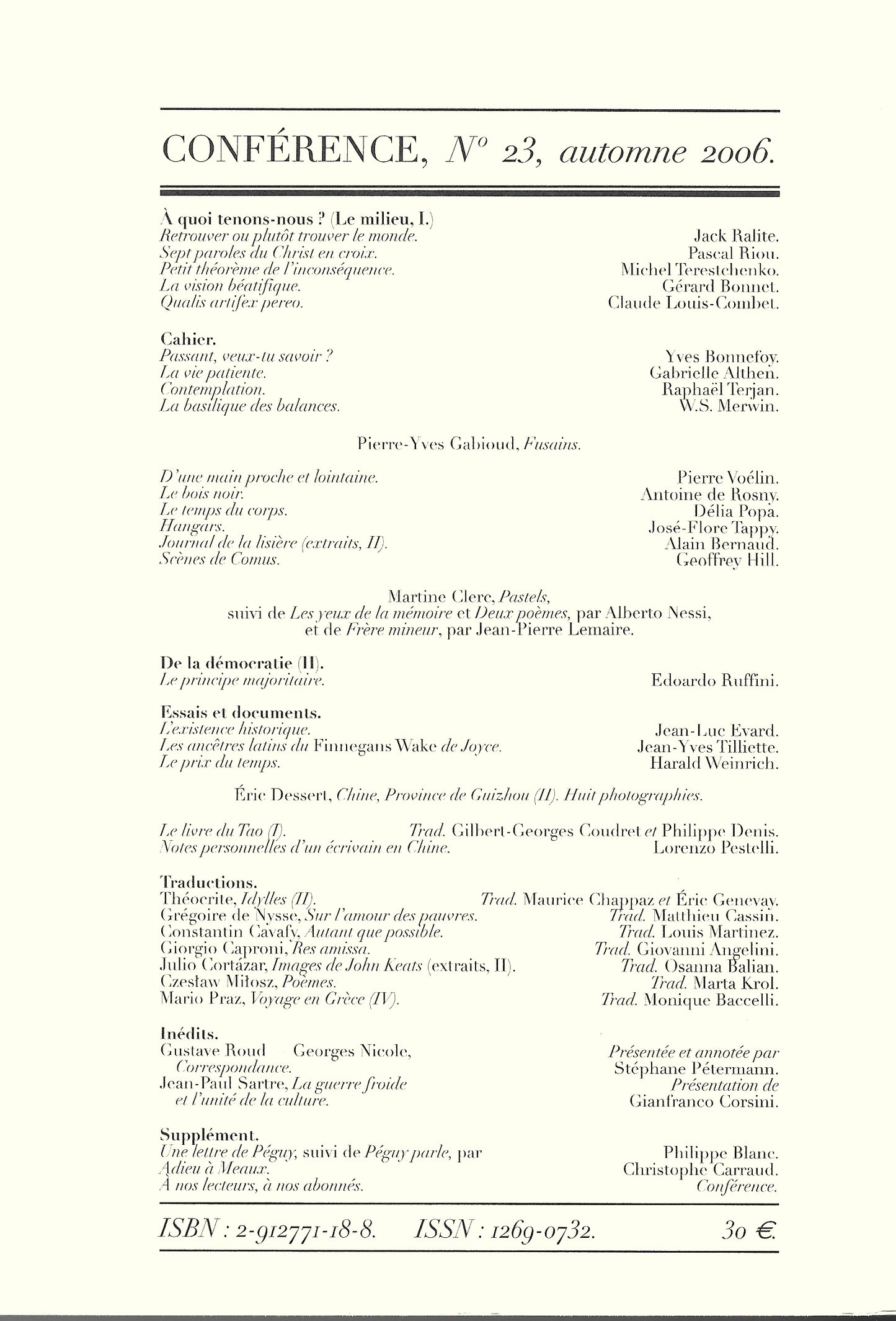 Conférence n°23, automne 2006