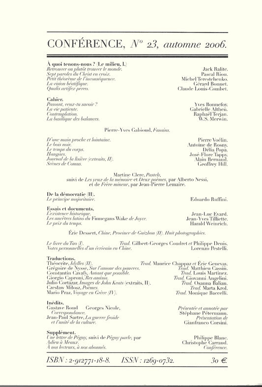 Conférence n°23, automne 2006