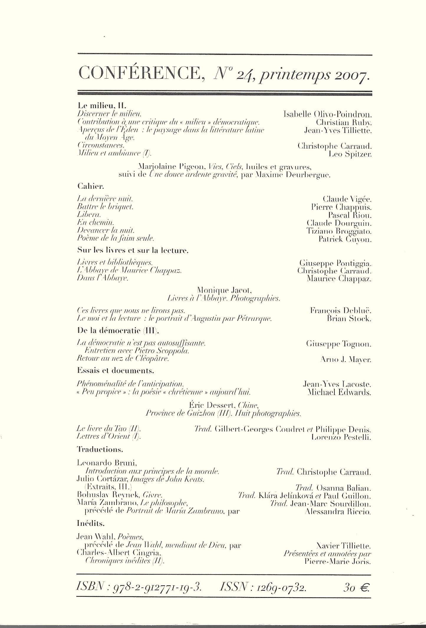 Conférence n°24, printemps 2007