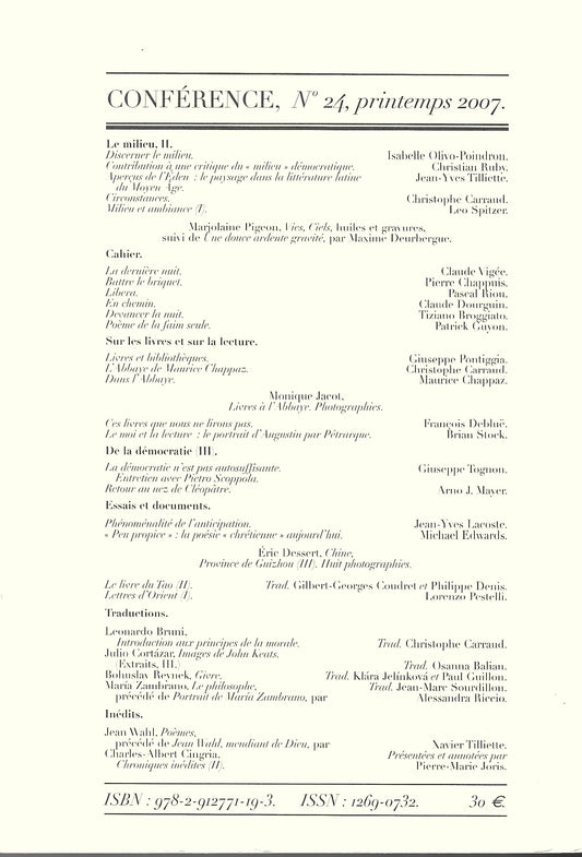 Conférence n°24, printemps 2007