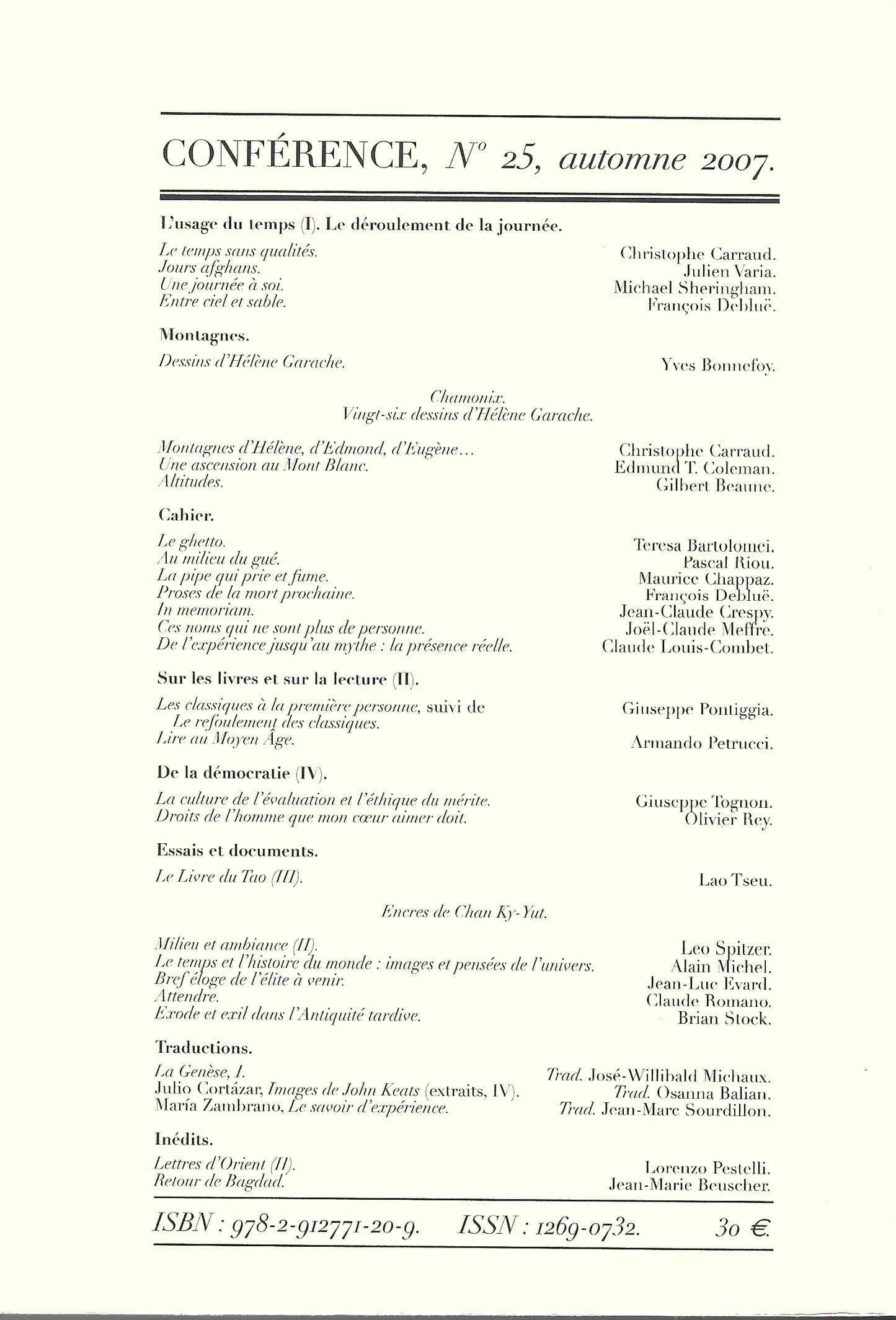 Conférence n°25, automne 2007