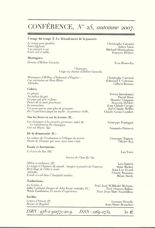Conférence n°25, automne 2007