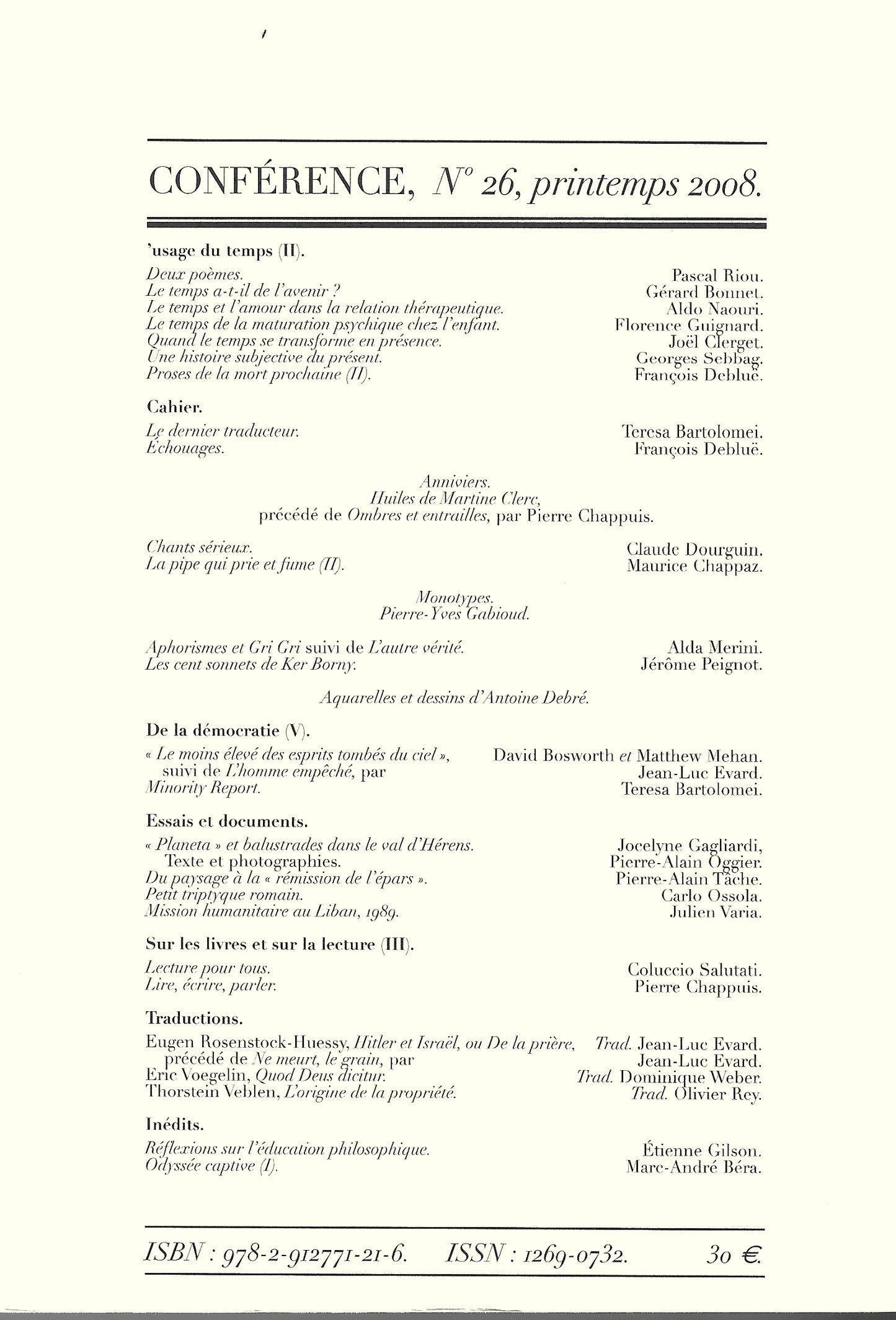 Conférence n°26, printemps 2008