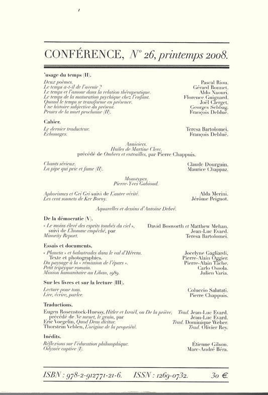 Conférence n°26, printemps 2008