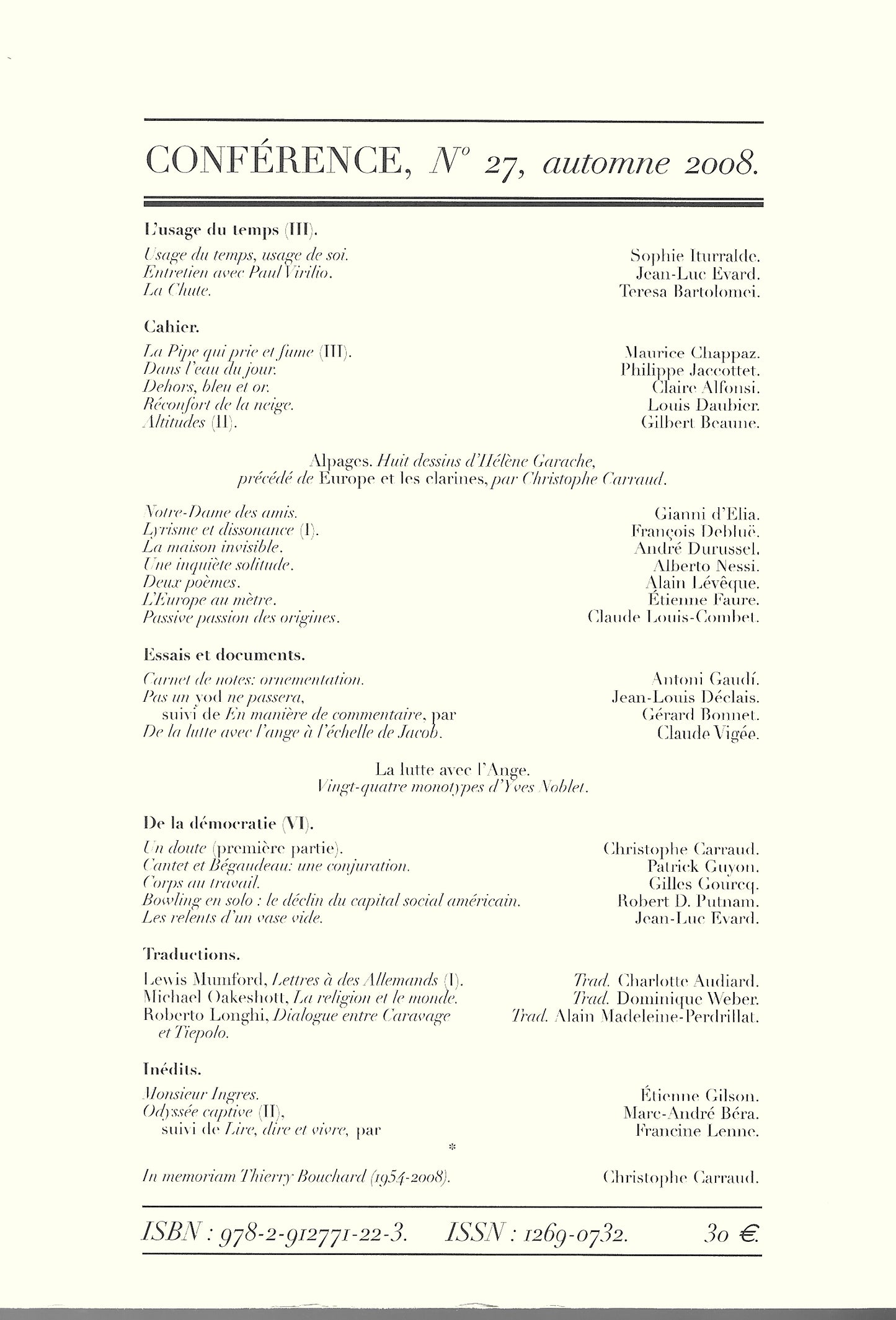 Conférence n°27, automne 2008