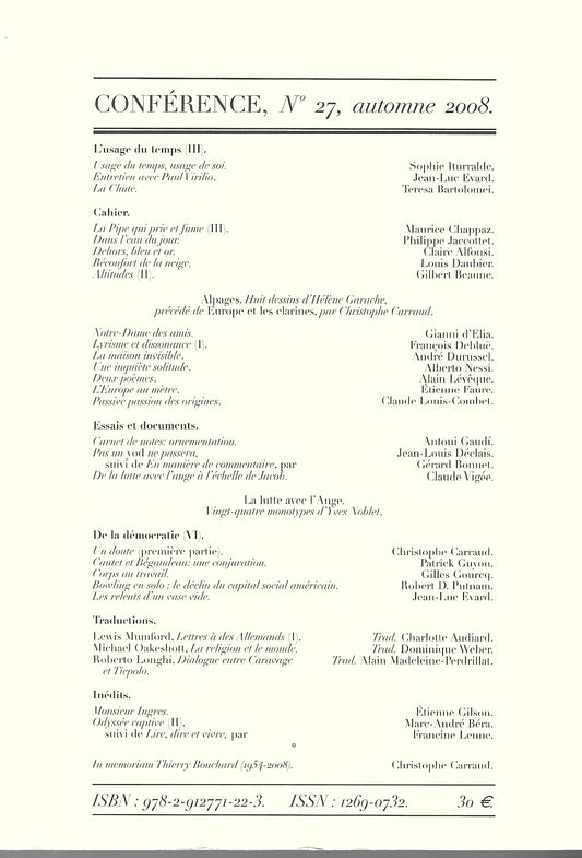 Conférence n°27, automne 2008