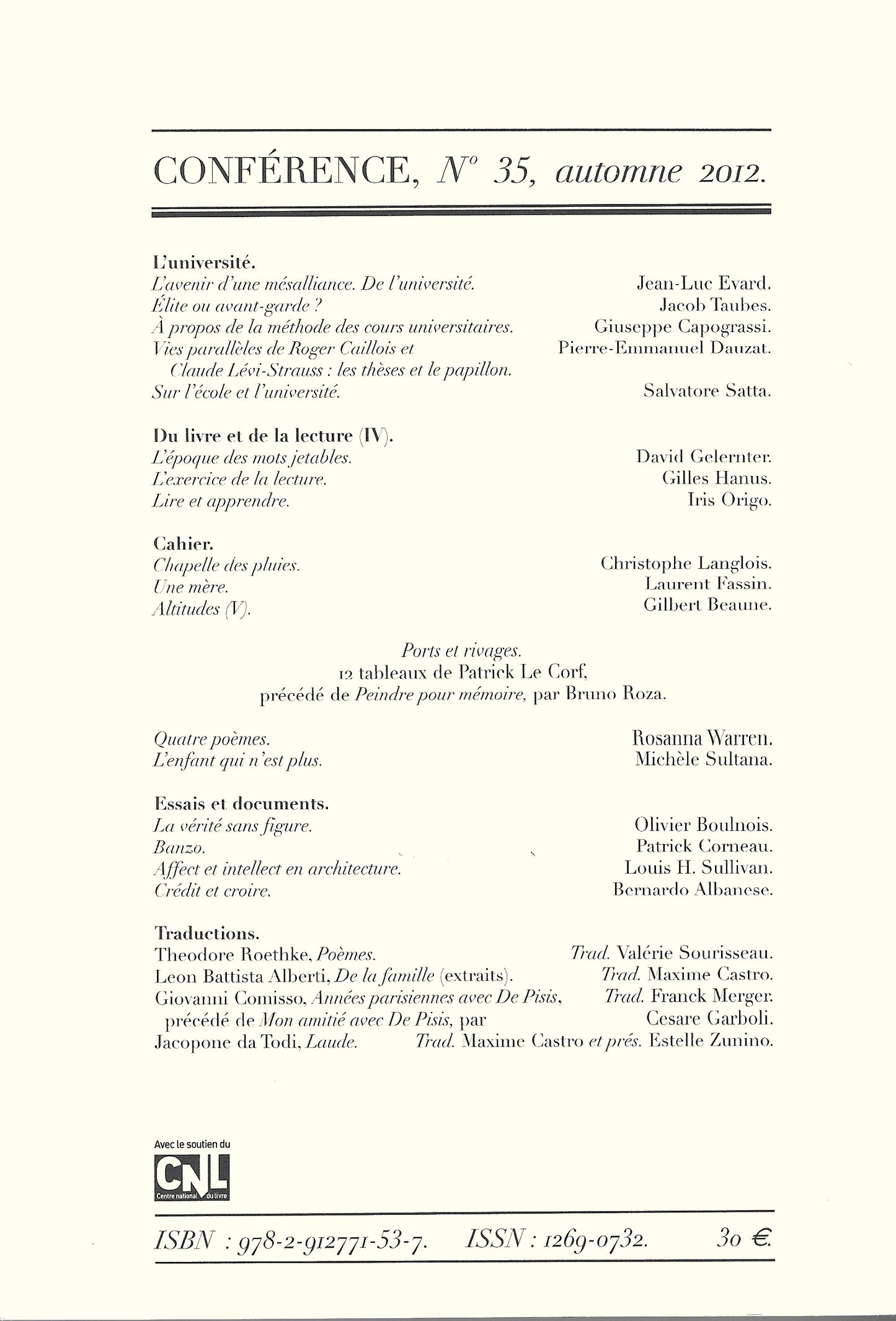 Conférence n°35, automne 2012