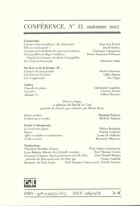 Conférence n°35, automne 2012