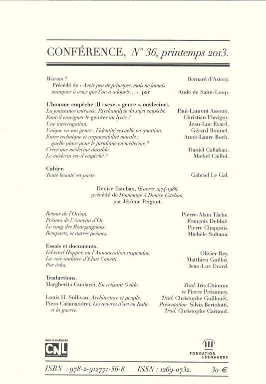 Conférence n°36, printemps 2013