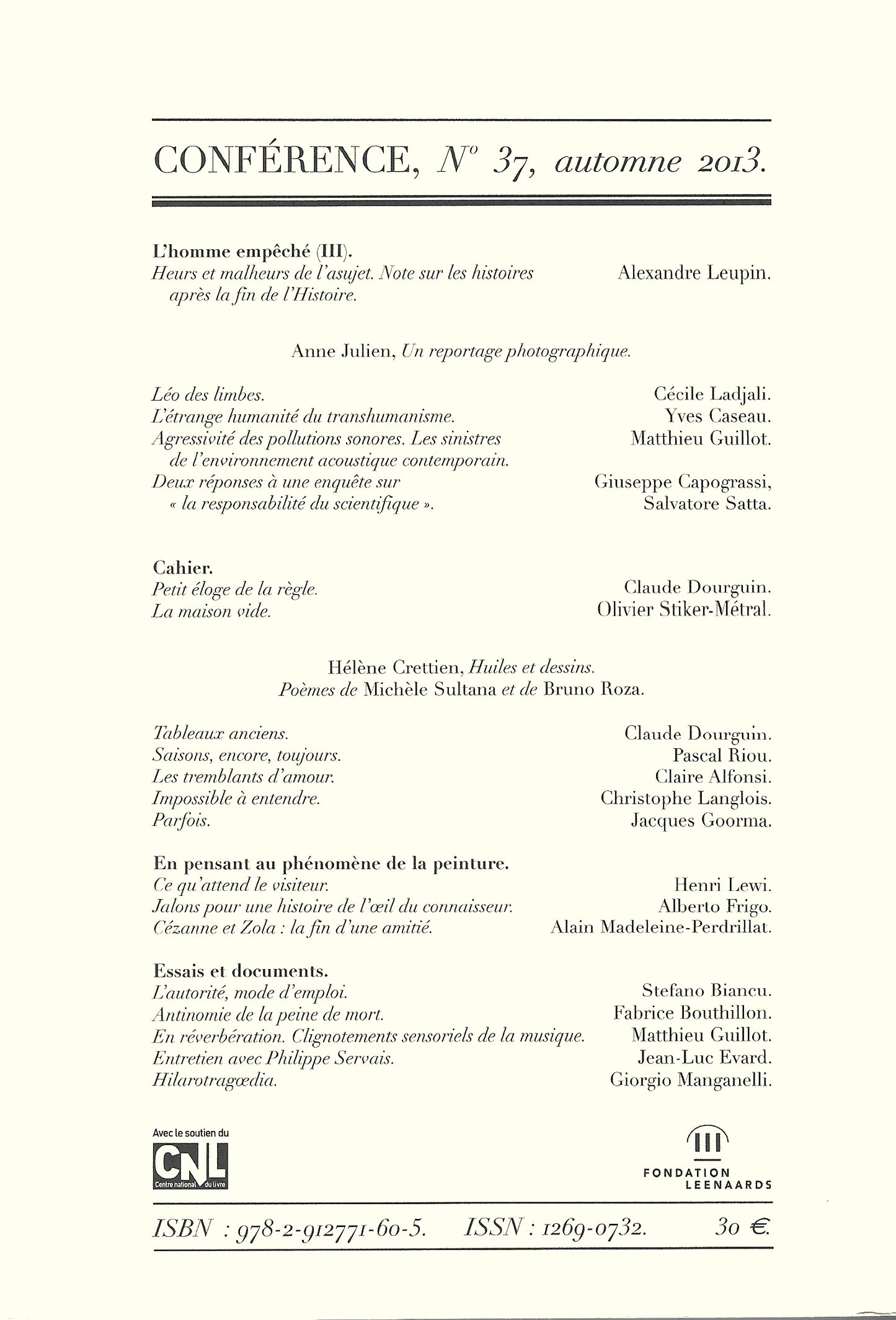 Conférence n°37, automne 2013