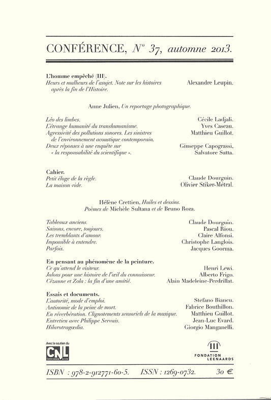 Conférence n°37, automne 2013