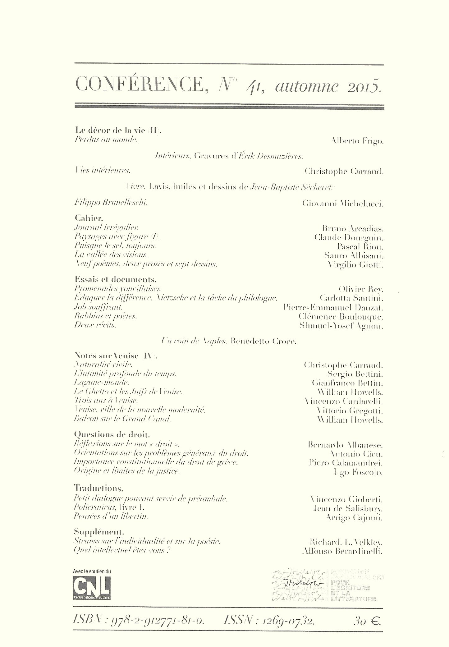 Conférence n°41, automne 2015