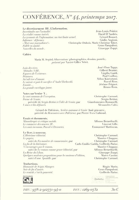 Conférence n°44, printemps 2017