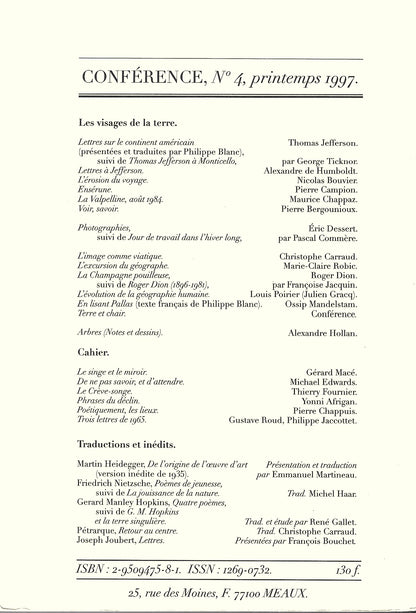 Conférence n°4, printemps 1997