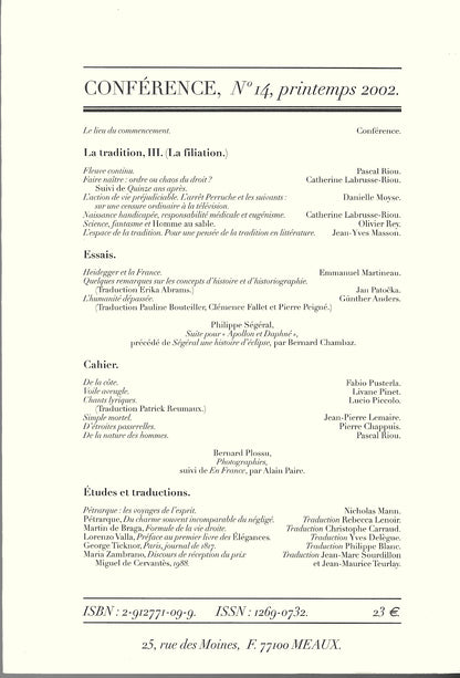 Conférence n°14, printemps 2002