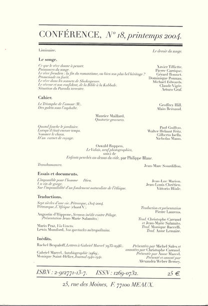 Conférence n°18, printemps 2004