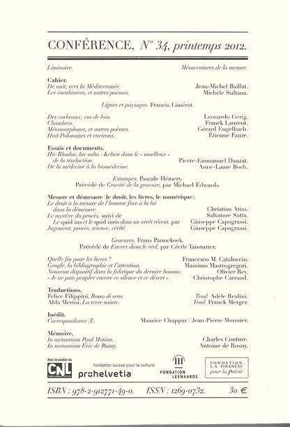Conférence n°34, printemps 2012