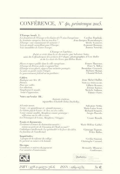 Conférence n°40, printemps 2015