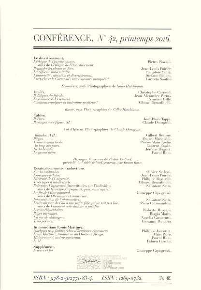Conférence n°42, printemps 2016