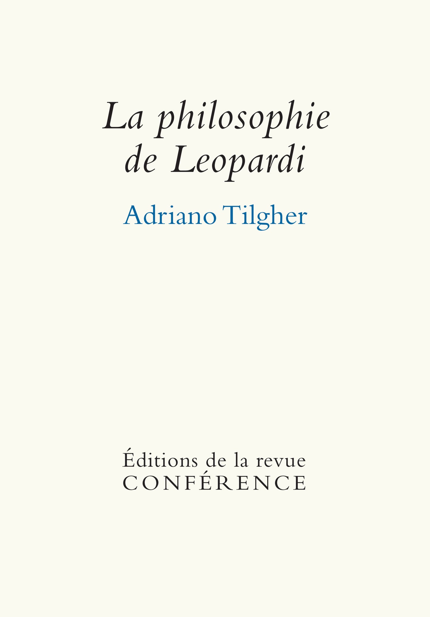 La Philosophie de Leopardi