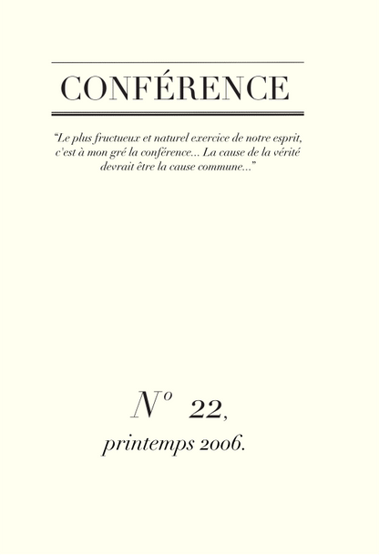 Conférence n°22, printemps 2006